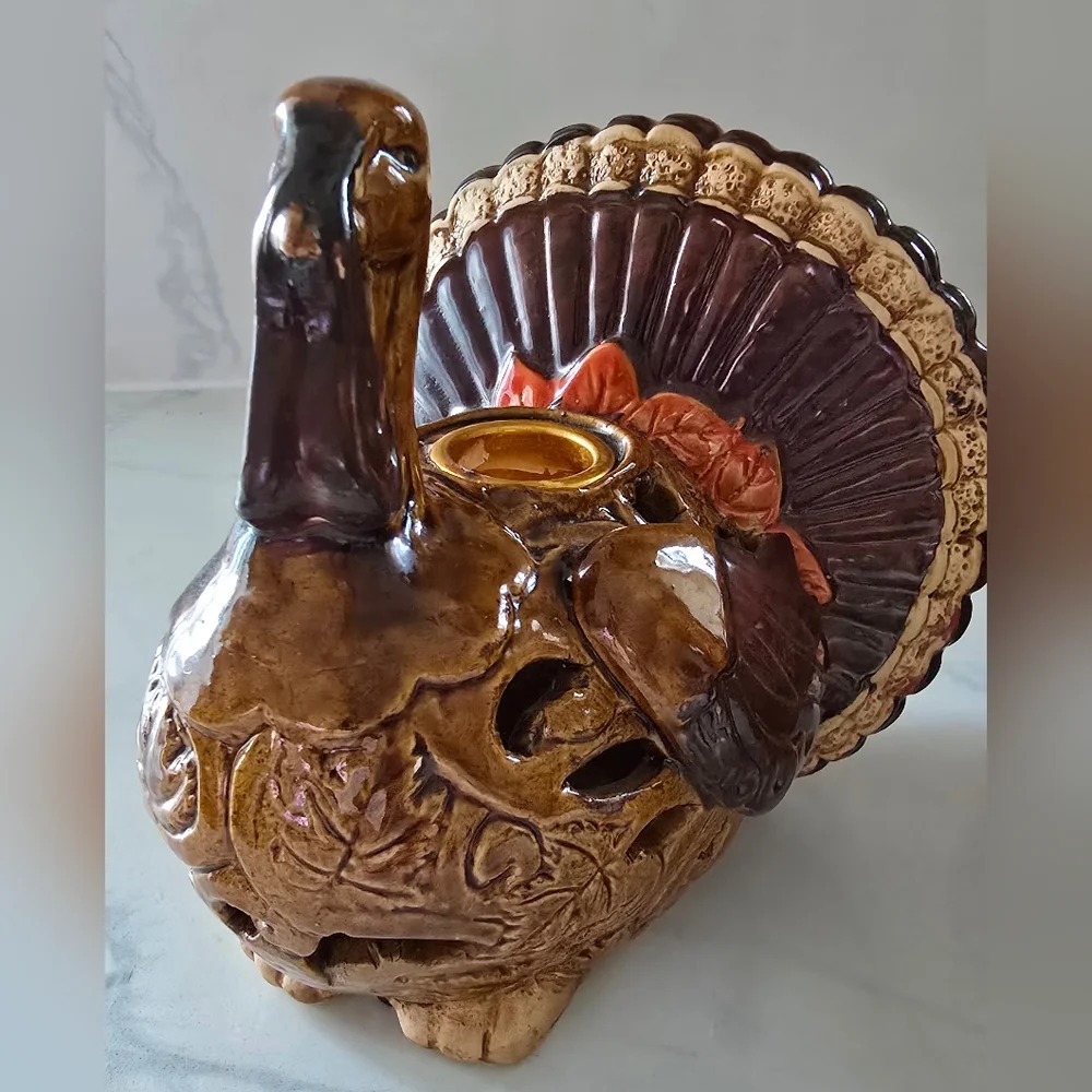 Rare Vintage Ceramic Turkey Candlestick Holders 5 In Set Of Two‎